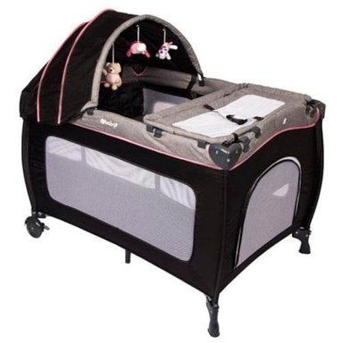 CUNA CORRAL MECEDORA EBABY SALLY MULTICOLOR COLCHÓN DE 4" - 4