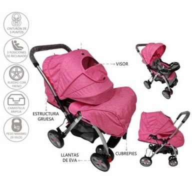 COCHE ROSADOELITE ROSADO MECEDOR BABY KITS ELITE