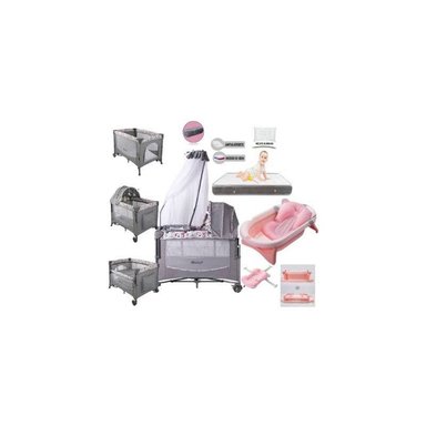 CUNA CORRAL EBABY DACORA MULTICOLOR Y COLCHÓN Y TINA