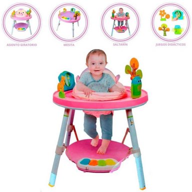 SALTARIN PARTY ROSADO DIVERTI 3 EN 1 CENTRO DE ENTRENIMIENTO 360°