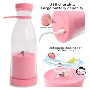 ORGANIZADOR ROSADOLIC ROSADO LICUADORA PORTATIL RECARGABLE INALAMBRICA 6 CUCHILLAS 380 ML