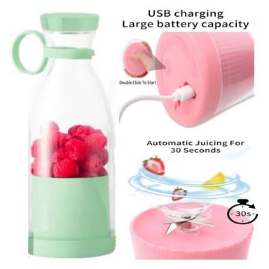 ORGANIZADOR VERDELIC VERDE LICUADORA PORTATIL RECARGABLE INALAMBRICA 6 CUCHILLAS 380 ML