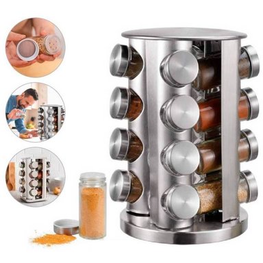 ORGANIZADOR CONDIMENTERO16 CONDIMENTERO GIRATORIO 16 PIEZAS ACERO