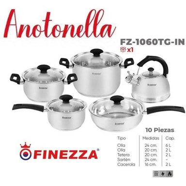 SET OLLA FINEZZA FZ-1060TG-IN ACERO 10 PZAS