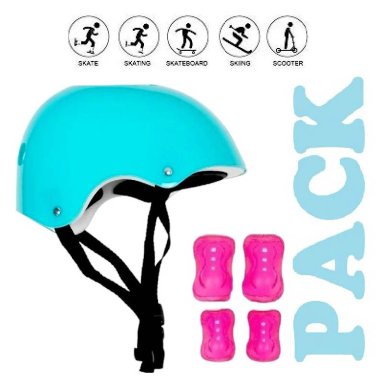 CASCO MULTICOLOR PROTECCIÓN CON RODILLERAS Y CANILLERA MUJER