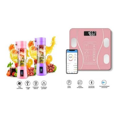 BALANZA INTELIGENTE BROSA-LMUJER ROSA MAS LICUADORA PORTÀTIL MUJER