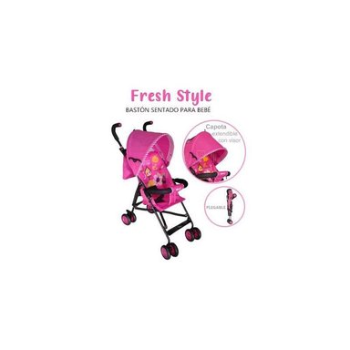COCHE BASTÓN EBABY FRESH STYLE EB2011-1 ROSADO PRACTICO Y LIVIANO
