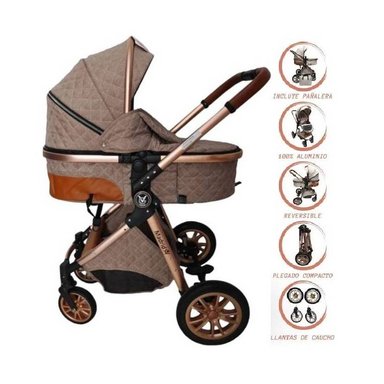 COCHE MOISÉS EUROPEO DE LUJO VOYAGE MADRID MARRÓN LIGHT