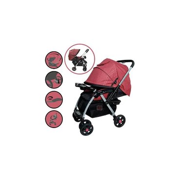 COCHE TRAVEL SYSTEM EBABY ROSSI ROJO CON PORTABEBÉ TERRY