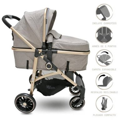 COCHE CUNA EBABY CARRI MULTICOLOR MOISÉS DE LUJO