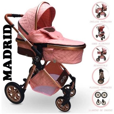 COCHE MOISÉS EUROPEO DE LUJO VOYAGE MADRID ROSADO LIGHT