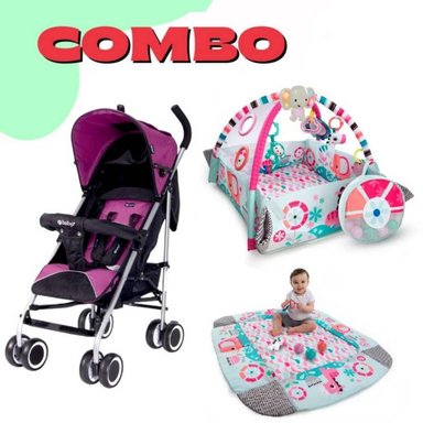 COCHE BASTÓN EBABY MAXFORD ROSADO MAX FORD MAS GYM MUSICAL 5 EN 1