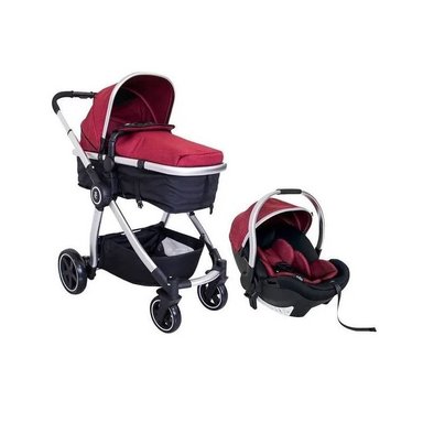 COCHE CUNA EBABY DELUXE 159 ROJO MARCEL + PORTABEBÉ 511