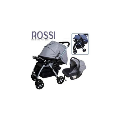COCHE TRAVEL SYSTEM EBABY ROSSI GRIS CON PORTABEBÉ TERRY