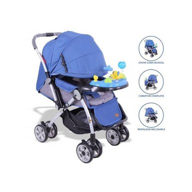 COCHE CUNA MUSICAL CONFORT AZUL