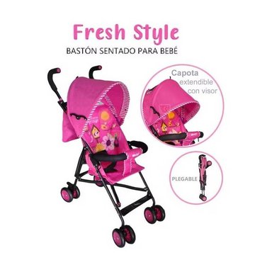 COCHE BASTÓN EBABY FRESH STYLE EB2011-1 ROSA PRACTICO Y LIVIANO