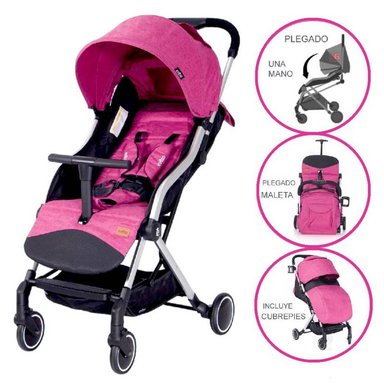 COCHE MALETA EVEZO AVENTIR ROSADO ALUMINIO