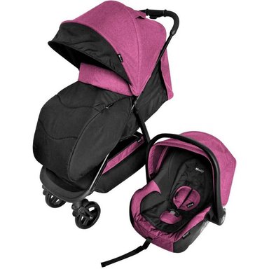 COCHE PASEO EBABY URBAN EB133 ROSADO CON PORTABEBÉ