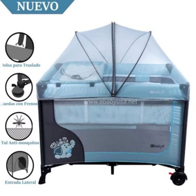 CUNA CORRAL EBABY CON CAMBIADOR HAPPY DREAM CELESTE