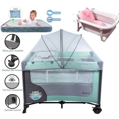 CUNA CORRAL EBABY CON CAMBIADOR DREAM + TINA Y COLCHON