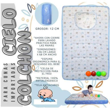 COLCHON ERGONOMICO CIELO DE 12CM , 106X68CM CELESTE