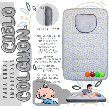 COLCHON ERGONOMICO CIELO DE 12CM , 106X68CM PLOMO