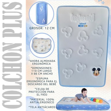 COLCHON ERGONOMICO PLUS DE 12CM , 110X66CM CELESTE