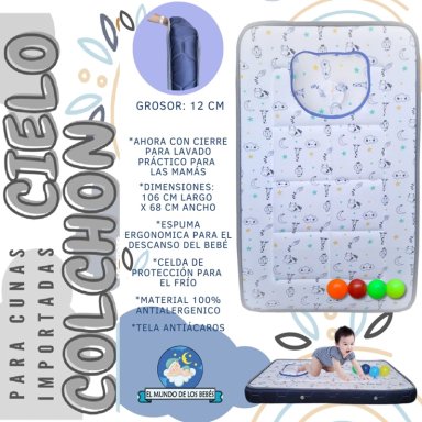 COLCHON ERGONOMICO CIELO DE 12CM , 106X68CM AZUL