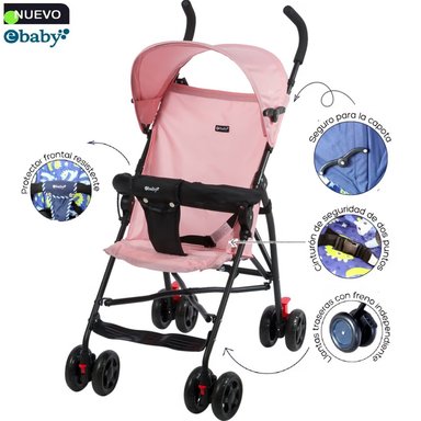 COCHE BASTÓN EBABY ROSADO BLUM RS