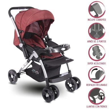 COCHE CUNA EBABY ROJO PASEO KUPER