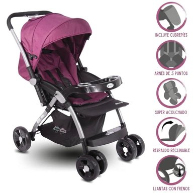 COCHE CUNA EBABY ROSADO PASEO KUPER