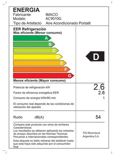 AIRE ACONDICIONADO PORTÁTIL IMACO AIRE ACONDICONADO 9000 BTU AC9010G - 3