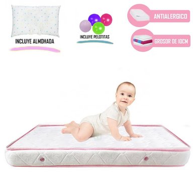 COLCHÓN DE BEBE PARA CUNAS PACK AND PLAY DE 4  ROSADO