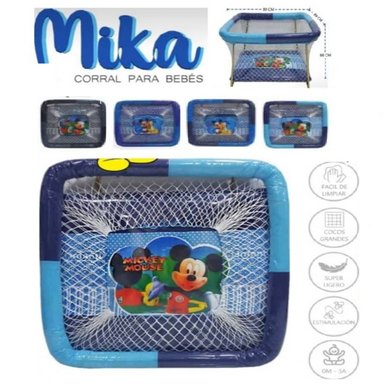 CUNA CORRAL MIKA METAL PLASTIFICADA AZUL NIÑO