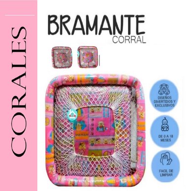 DIVERTIDO CUNAS CORRAL CON DISEÑOS  BRAMANTE METAL ROSADO