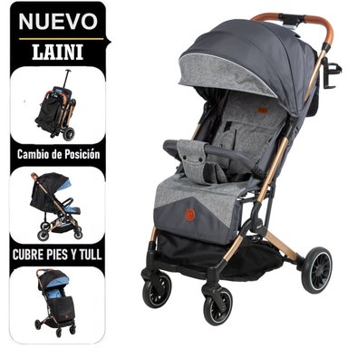 COCHE MALETA EBABY LAINI CON RESPALDAR RECLINABLE GR