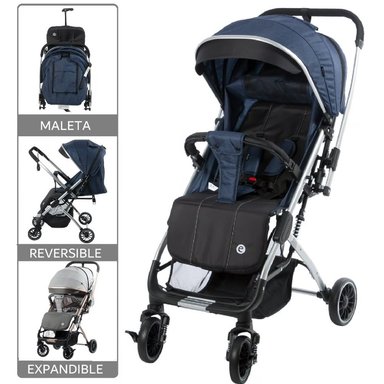 COCHE CUNA MALETA MANGO REVERSIBLE TURIN AZUL