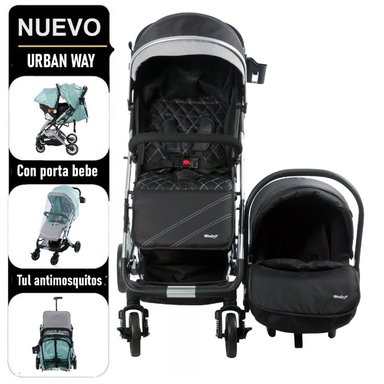 EBABY COCHE MALETA CON PORTABEBÉ URBAN WAY EB136 NEGRO