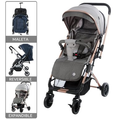 COCHE CUNA MALETA MANGO REVERSIBLE TURIN GRIS CLARO