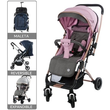 COCHE MALETA TURIN MANGO REVERSIBLE ROSADO