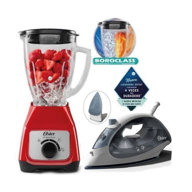 COMBO PLANCHA COMPACTA OSTER Y LICUADORA 550W BLSTKAGRRD ROJO