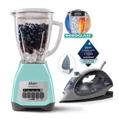 COMBO PLANCHA COMPACTA OSTER Y LICUADORA DE 2V CON PULSADOR JADE