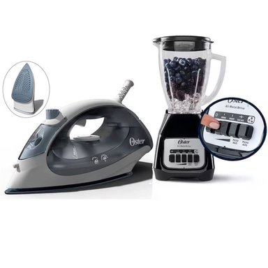 COMBO PLANCHA COMPACTA OSTER Y LICUADORA DE 2V CON PULSADOR NEGRO