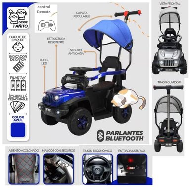 BUGGY JEEP A BATERIA 12 VOLTEOS CON CONTROL AZUL - 1