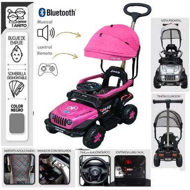 BUGGY JEEP A BATERIA 12 VOLTEOS CON CONTROL FUCSIA - 1