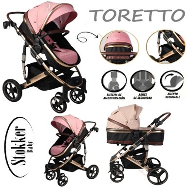 COCHE MOISES TORETTO STOKKER BABY -ROSADO