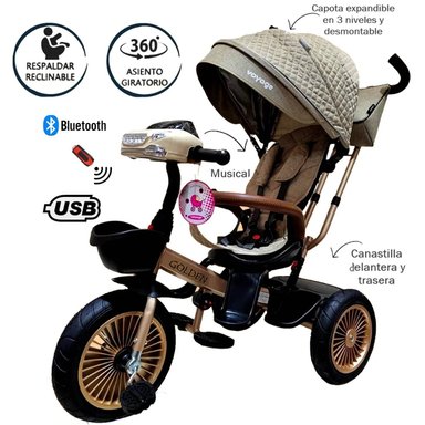 TRICICLO GOLDEN VOYAGE ASIENTO GIRATORIO CON CONTROL BEIGE