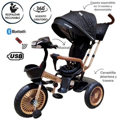 TRICICLO GOLDEN VOYAGE ASIENTO GIRATORIO CON CONTROL NEGRO