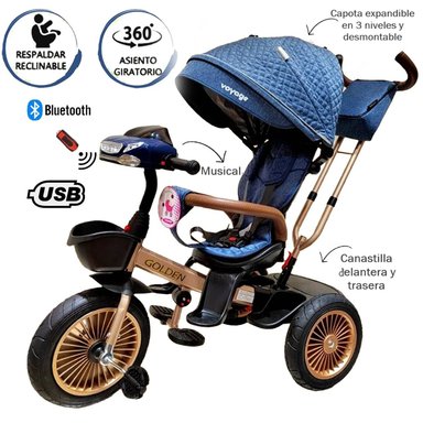 TRICICLO GOLDEN VOYAGE ASIENTO GIRATORIO CON CONTROL AZUL - 1