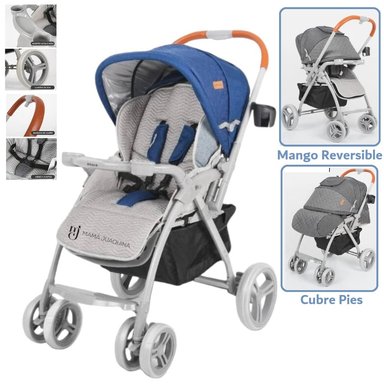 COCHE CUNA REVERSIBLE BARCELONA AZUL